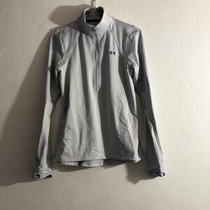 Under Armour ColdGear Quarter Zip Pullover Women’s Small Gray Fitted Top